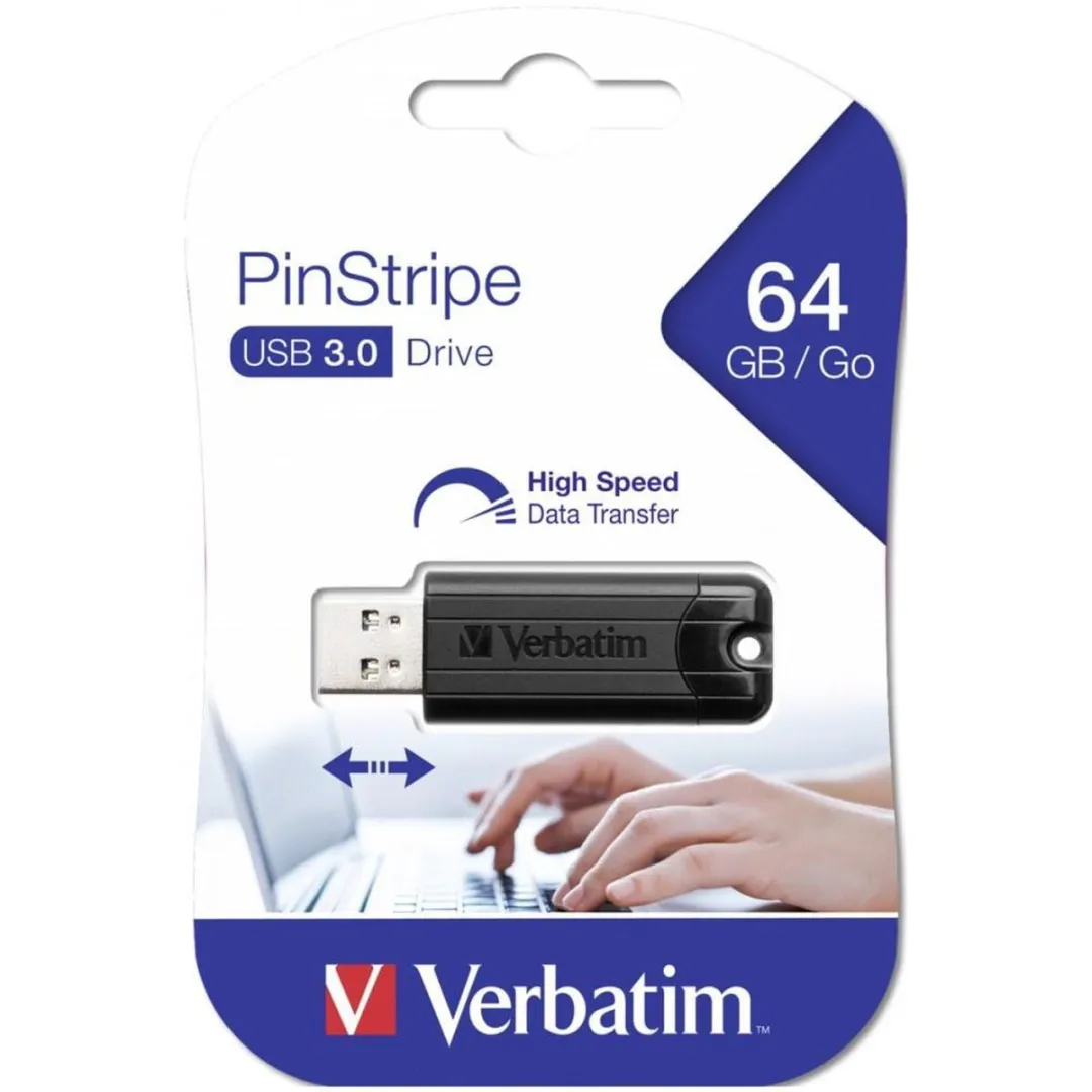 Verbatim PinStripe USB-stick 64GB - Zwart