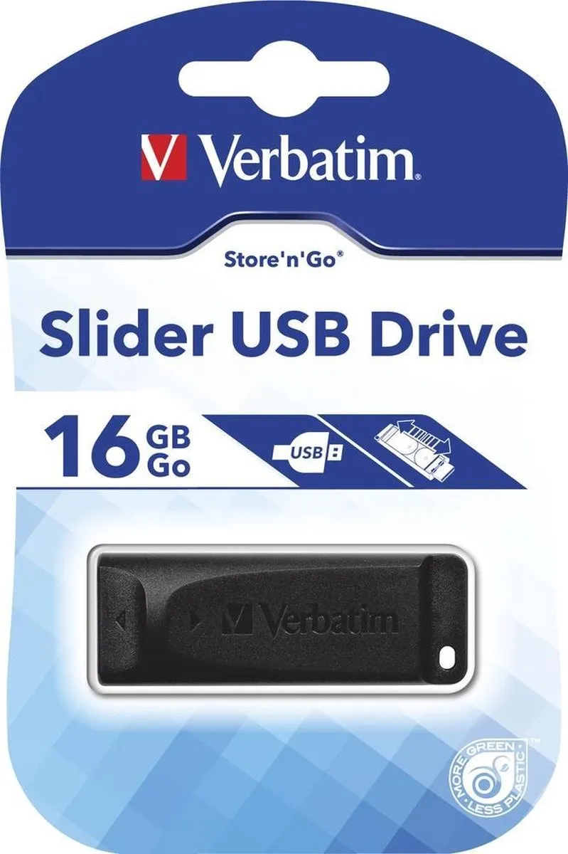 Verbatim Slider USB-stick 16GB - Zwart