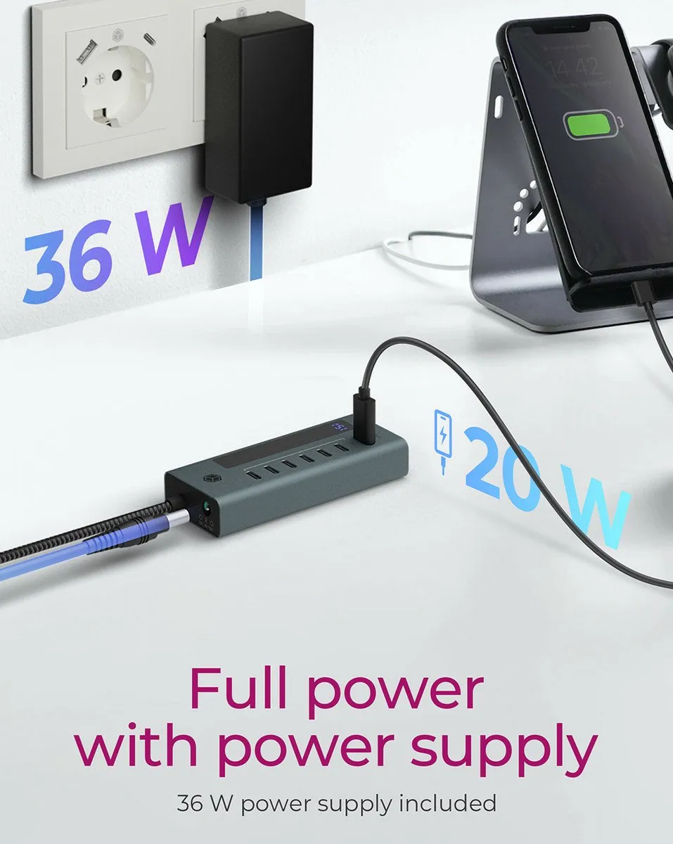 Icy Box IB-HUB1457-C31 USB-Hub 7 Poorten - Blauw/Grijs