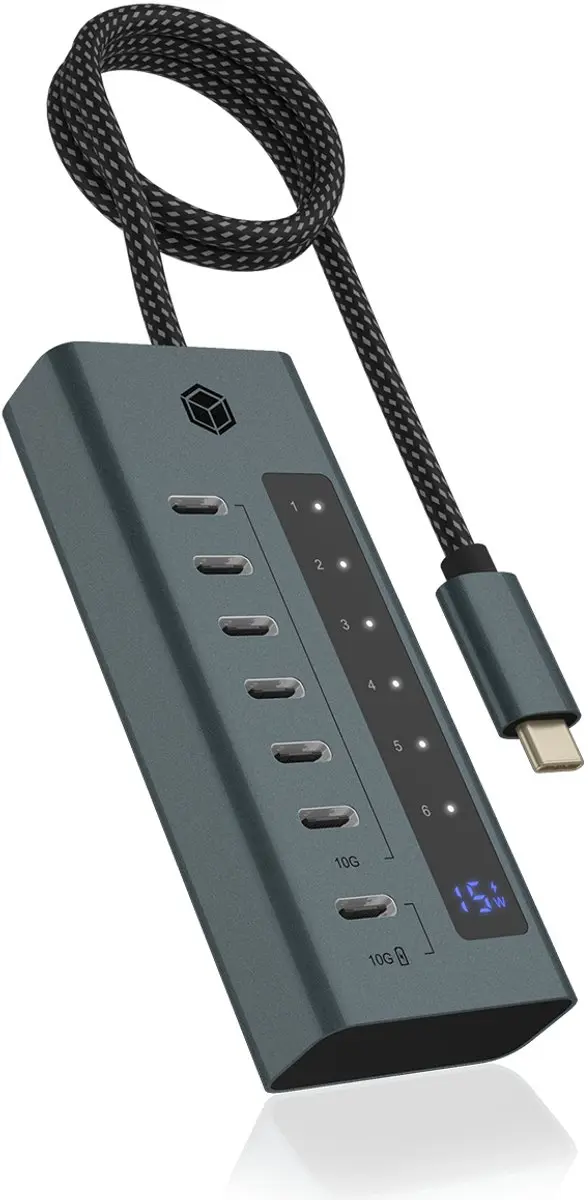 Icy Box IB-HUB1457-C31 USB-Hub 7 Poorten - Blauw/Grijs