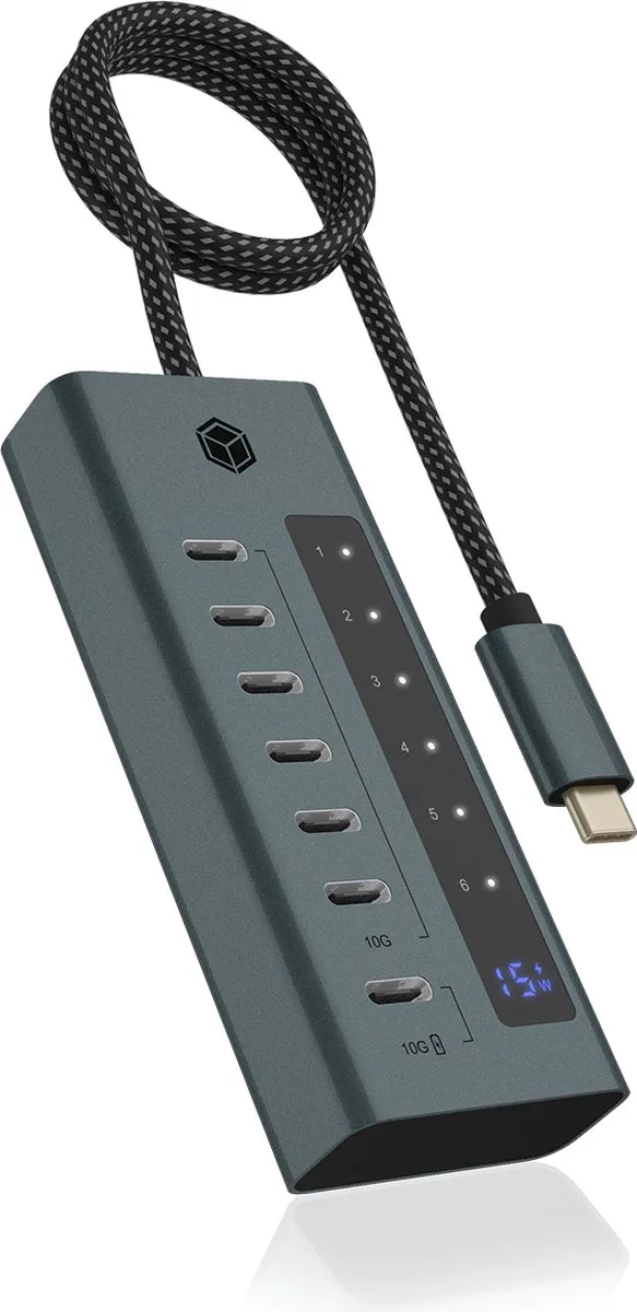 Icy Box IB-HUB1457-C31 USB-Hub 7 Poorten - Blauw/Grijs