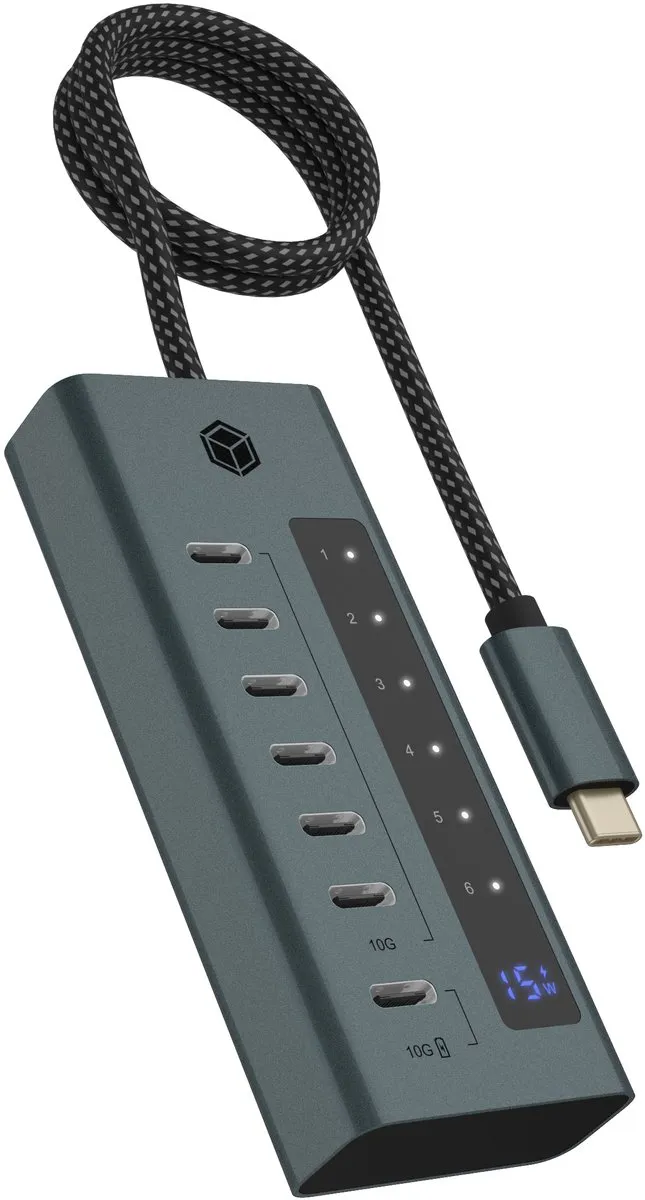 Icy Box IB-HUB1457-C31 USB-Hub 7 Poorten - Blauw/Grijs