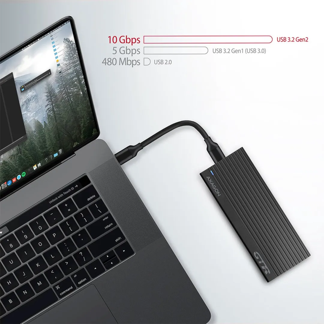 Axagon EEM2-GTR USB-C 3.2 Gen2 M.2 NVMe SSD Box - Zwart - afbeelding 6 van 6