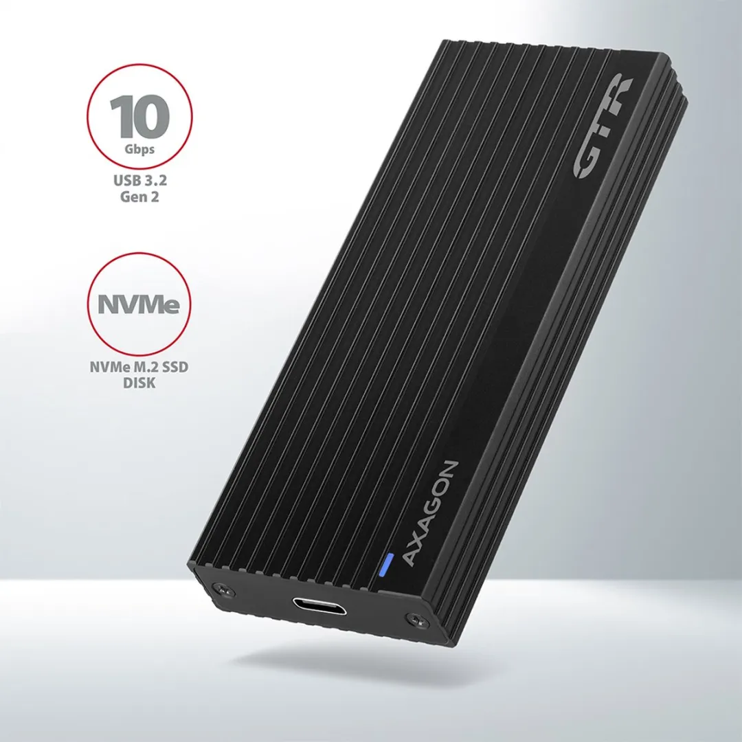 Axagon EEM2-GTR USB-C 3.2 Gen2 M.2 NVMe SSD Box - Zwart