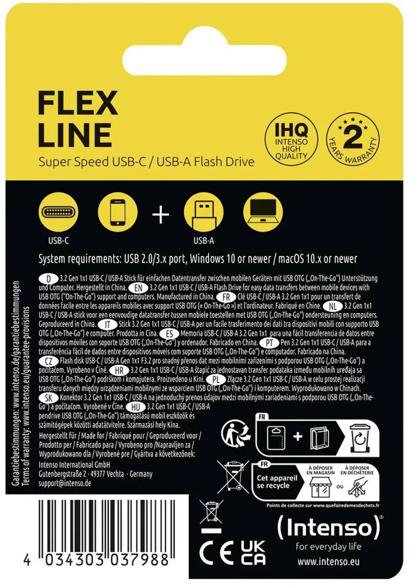 Intenso Flex Line 3544491 USB-stick 128GB - Zwart