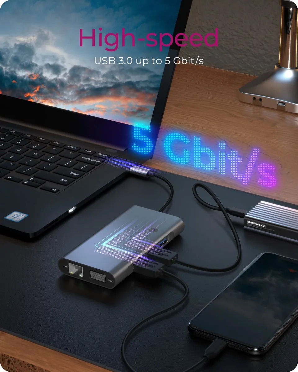 Icy Box IB-DK4040-CPD USB-C 10-in-1 DockingStation 100W - Antraciet