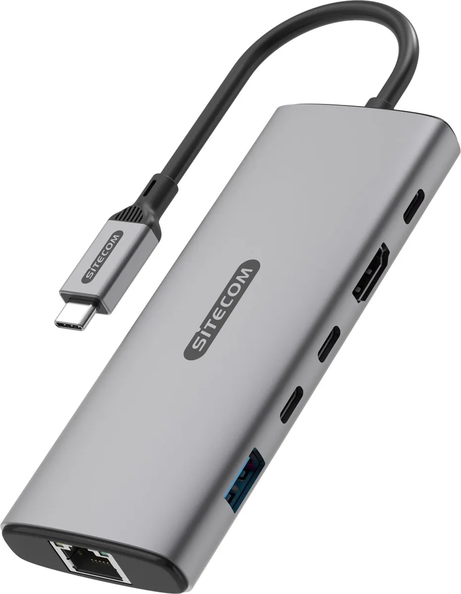 Sitecom - 6 in 1 USB-C Power Delivery Multiport Hub - Ethernet - HDMI 2.0 - 4K 60Hz - USB-C - USB-A - 10Gbps