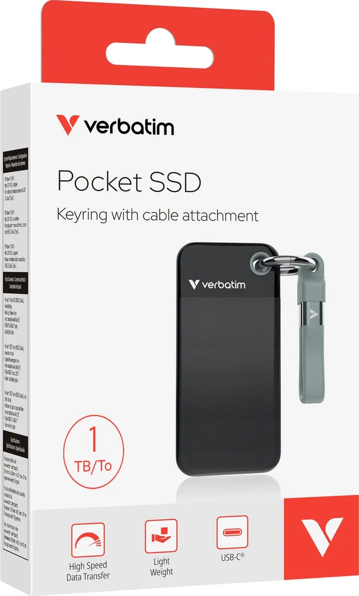 Verbatim Ssd 1Tb Externe Schijf Voor Macbook Windows Sleutelhanger Usb-C 3.2 Gen 2