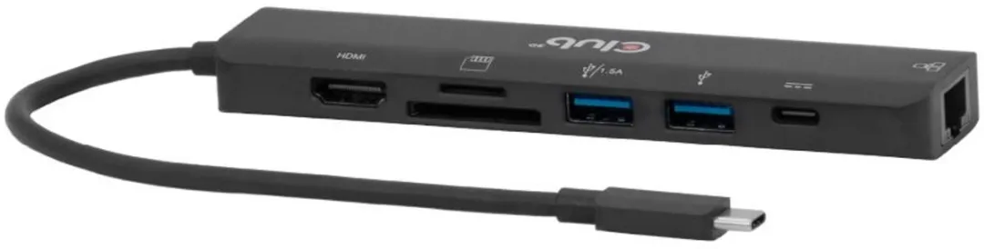 Club3D CSV-2553 USB-C 7-in-1 Hub - HDMI 4K60Hz - RJ45 - Zwart - afbeelding 6 van 6