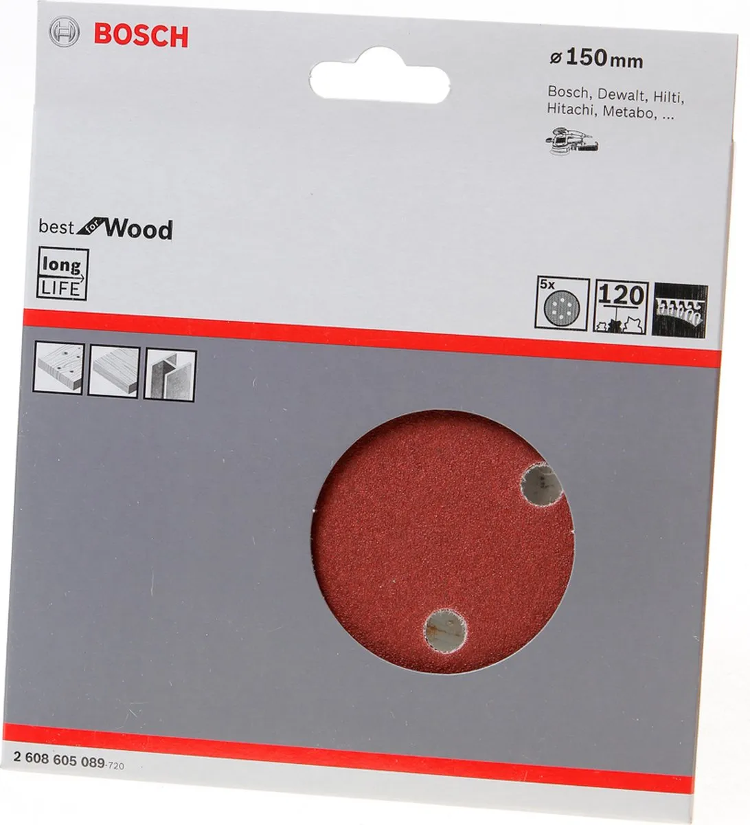 Bosch 5-delige Schuurbladenset 150mm - 120 grit