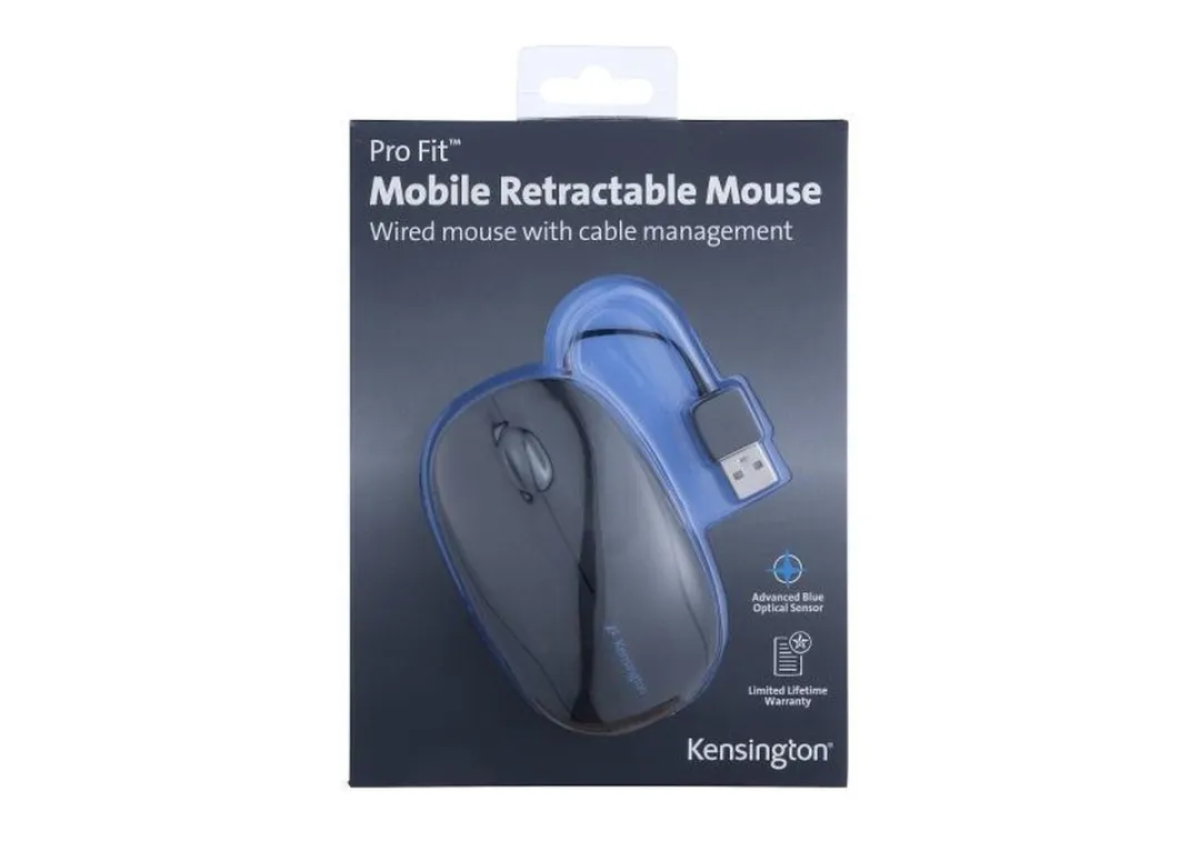 Kensington Pro Fit Intrekbare USB Muis K72339EU - Zwart