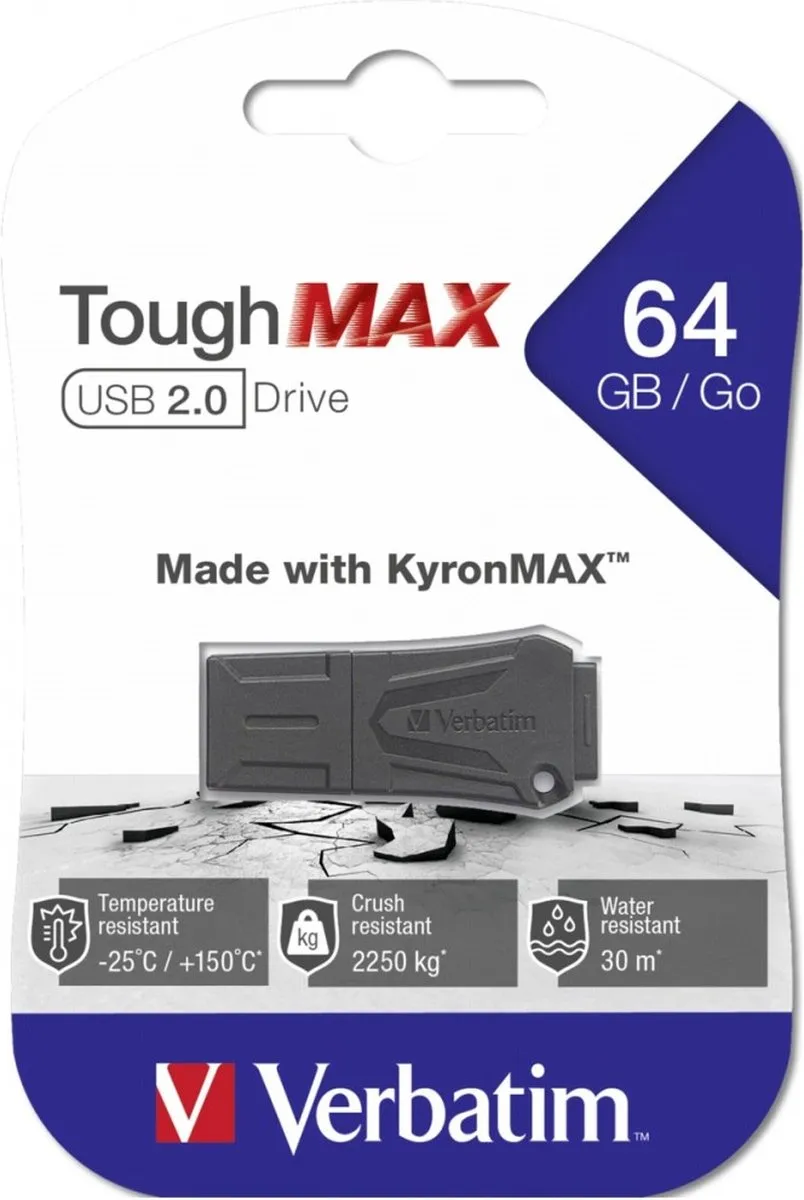 Verbatim ToughMAX 49332 USB-stick 64GB - Zwart