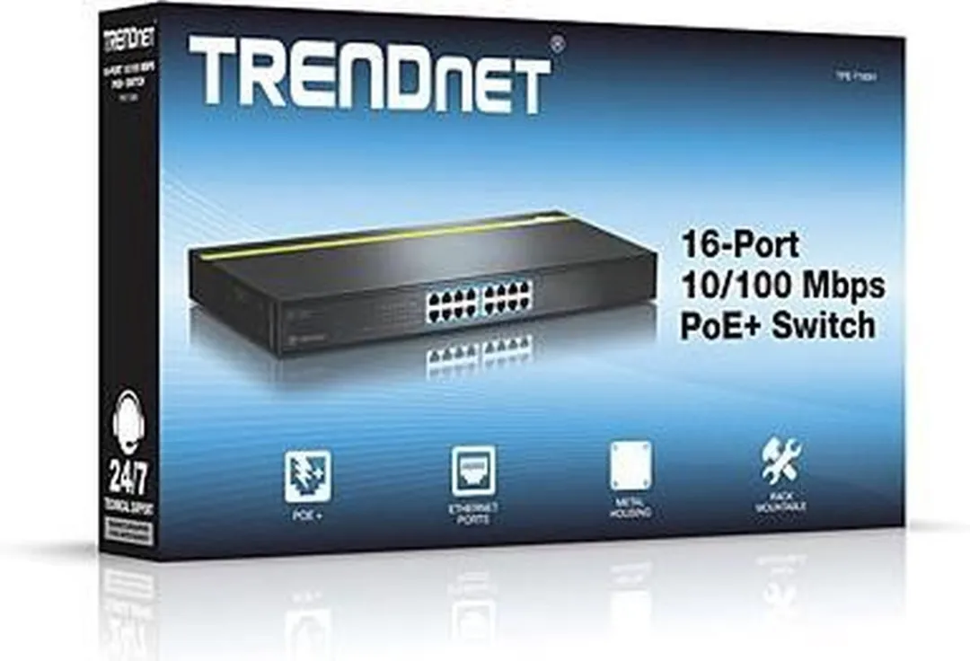 Trendnet TPE-T160H 16-Poort Netwerk Switch - 3.2 Gbps - 250W PoE - Multi