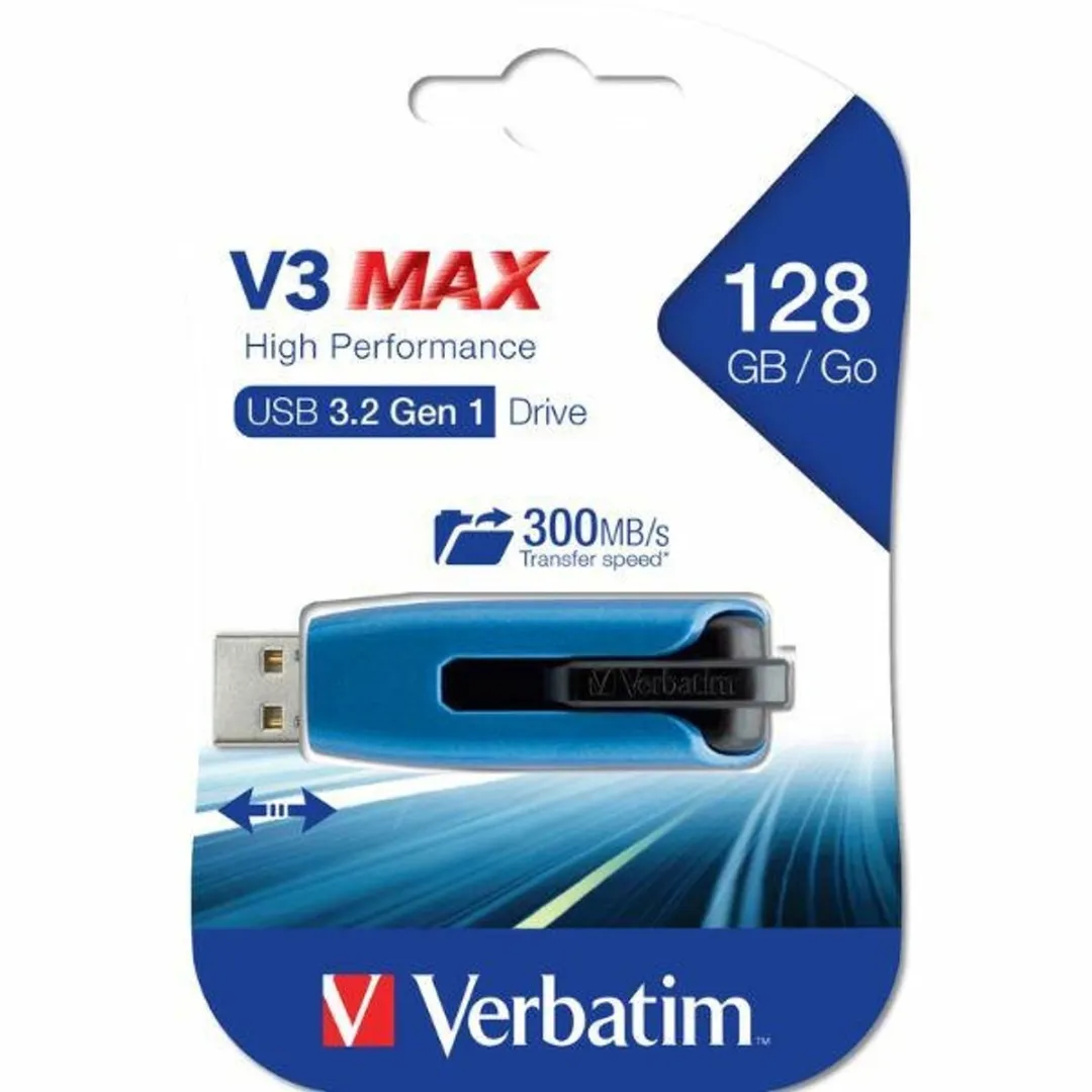 Verbatim Store 'n' Go V3 Max USB-stick 128GB - Blauw - 4 Stuks - afbeelding 6 van 6