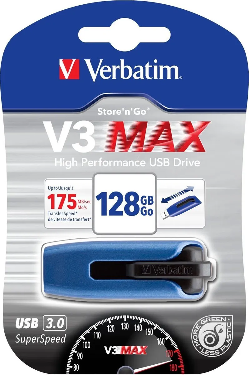 Verbatim Store 'n' Go V3 Max USB-stick 128GB - Blauw - 4 Stuks