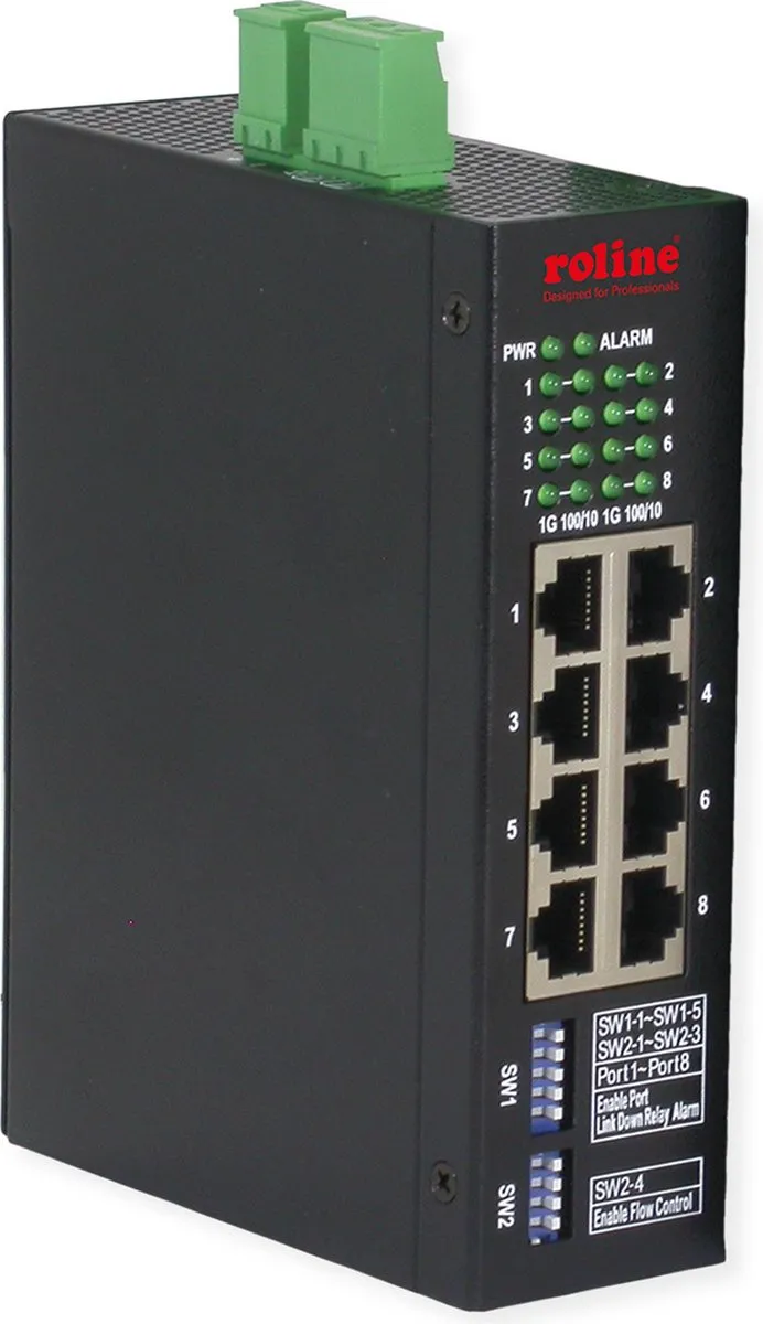 Roline Industriële Gigabit Ethernet Switch 8 Poorten - Web Managed - afbeelding 2 van 3