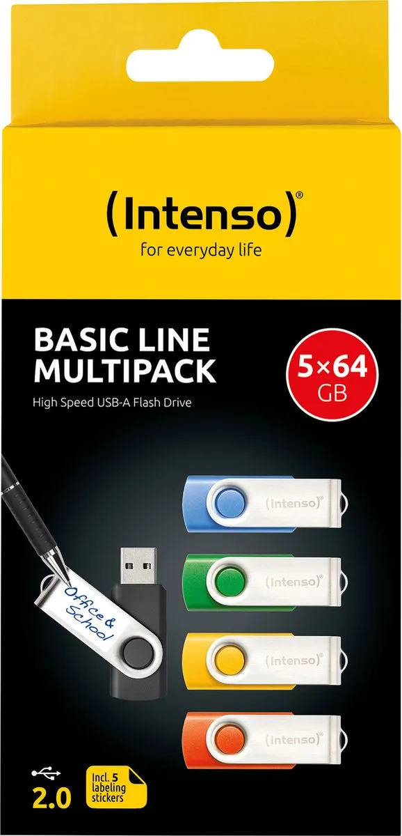 Intenso Basic Line USB-stick 64GB - 5 Stuks (Multipack)