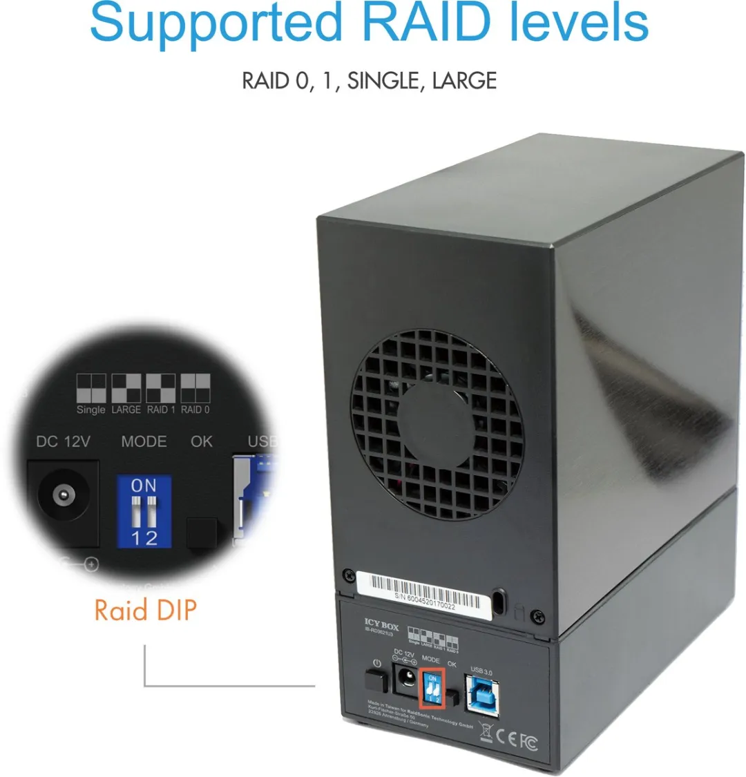 Icy Box IB-RD3621U3 HDD/SSD-behuizing 3.5" - Zwart