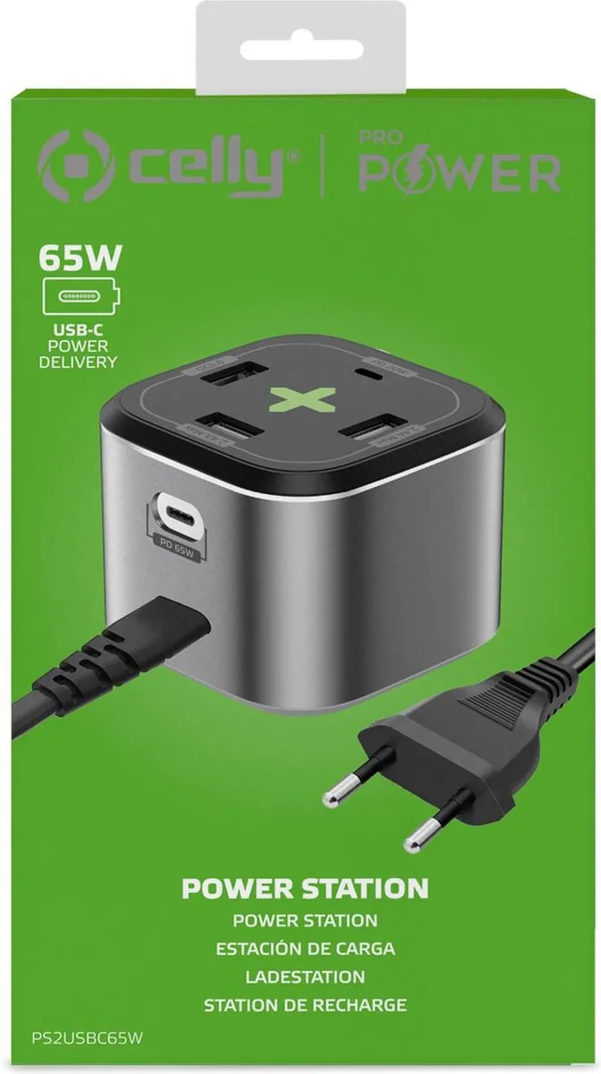 Celly PS2USBC65W Oplader 5x USB - Grijs