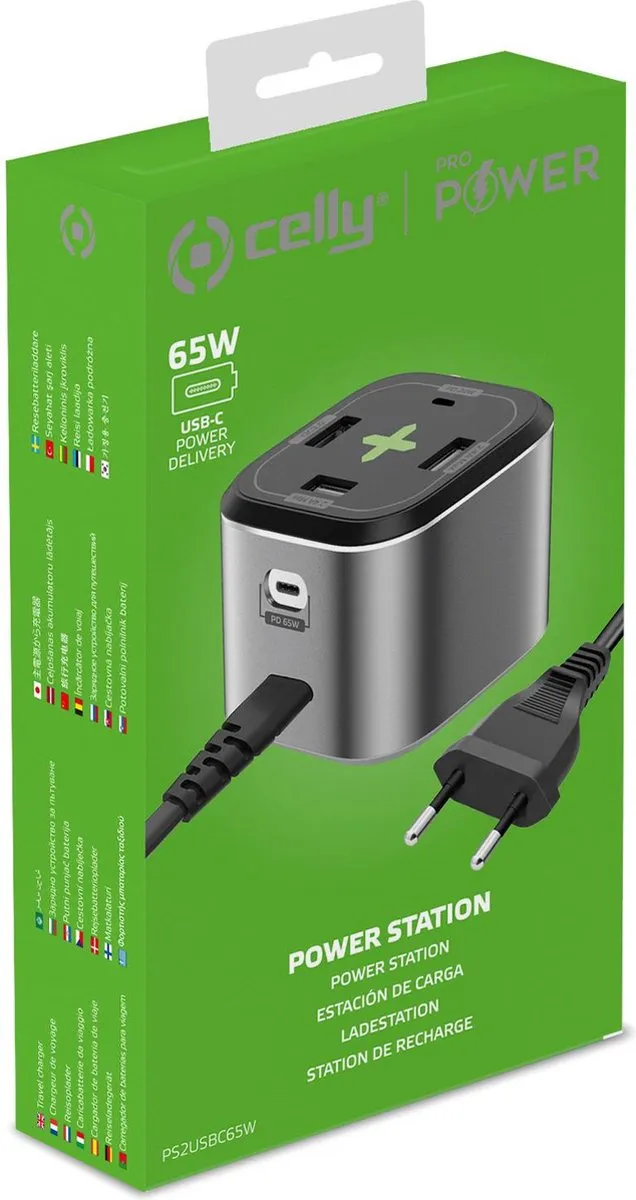 Celly PS2USBC65W Oplader 5x USB - Grijs