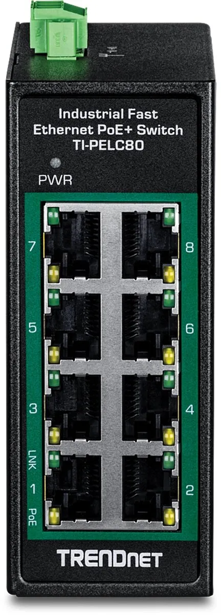 Trendnet TI-PELC80 Unmanaged Switch - Fast Ethernet - PoE - Zwart
