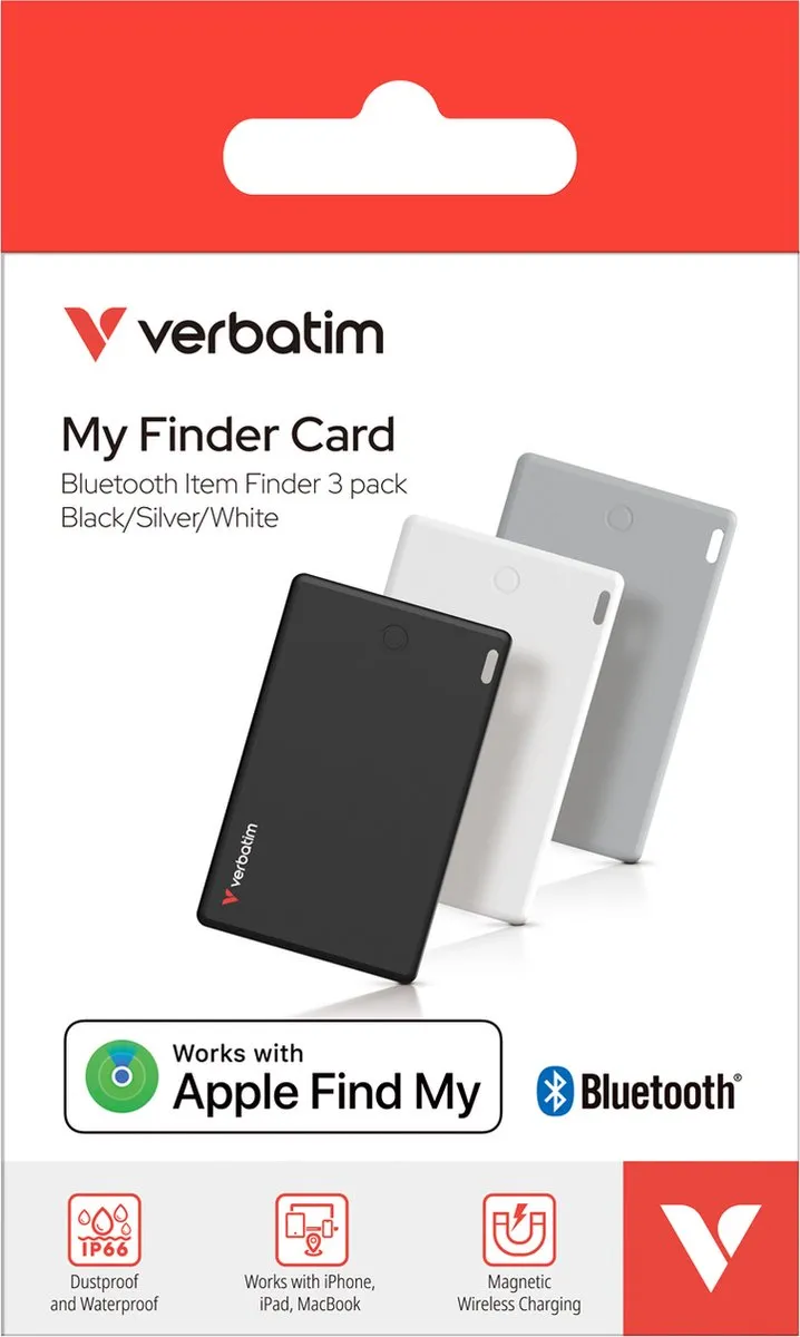 Verbatim My Finder Card Bluetooth Tracker - 3 Stuks - Zwart/Wit/Zilver - afbeelding 6 van 6