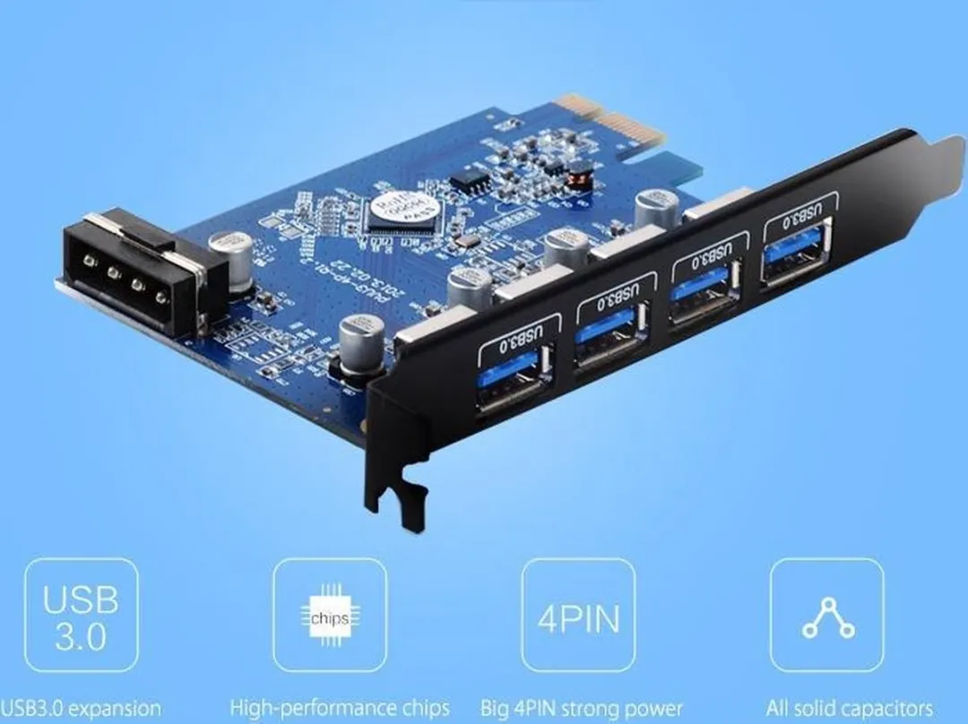ORICO ORI-PVU3-4P PCIe USB 3.0 Uitbreidingskaart - 4x Poorten 5Gbps - Zwart