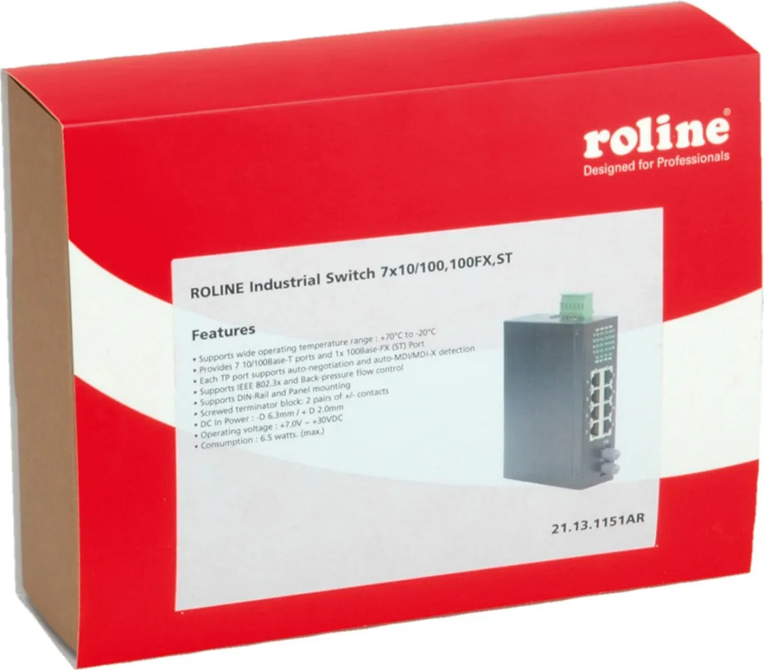 Roline Industriele Switch ROLINE 8x RJ-45 1x ST