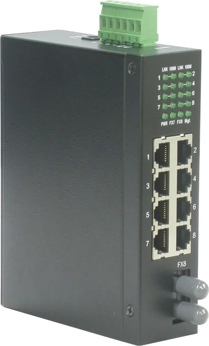Roline Industriele Switch ROLINE 8x RJ-45 1x ST - Onmanaged - Zwart - afbeelding 2 van 3