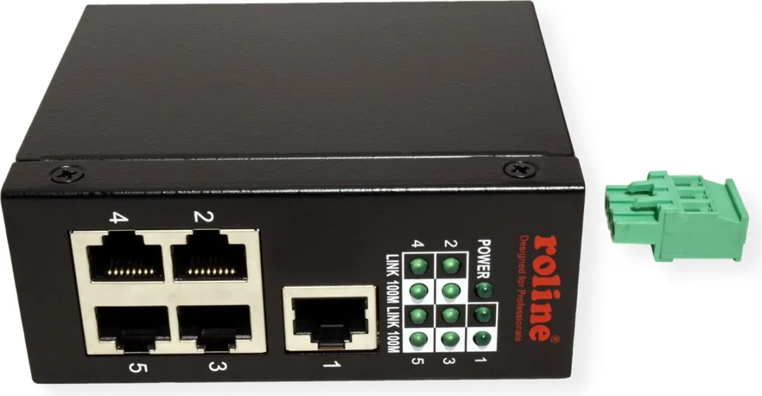 Roline Industrie Switch 5x RJ-45 - Onmanaged - Zwart