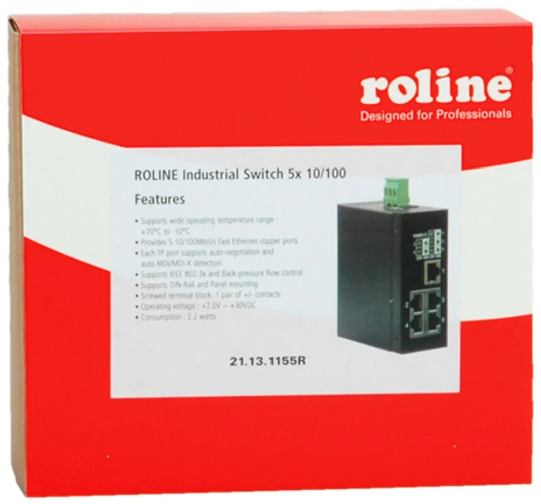 Roline Industrie Switch 5x RJ-45 - Onmanaged - Zwart - afbeelding 6 van 6