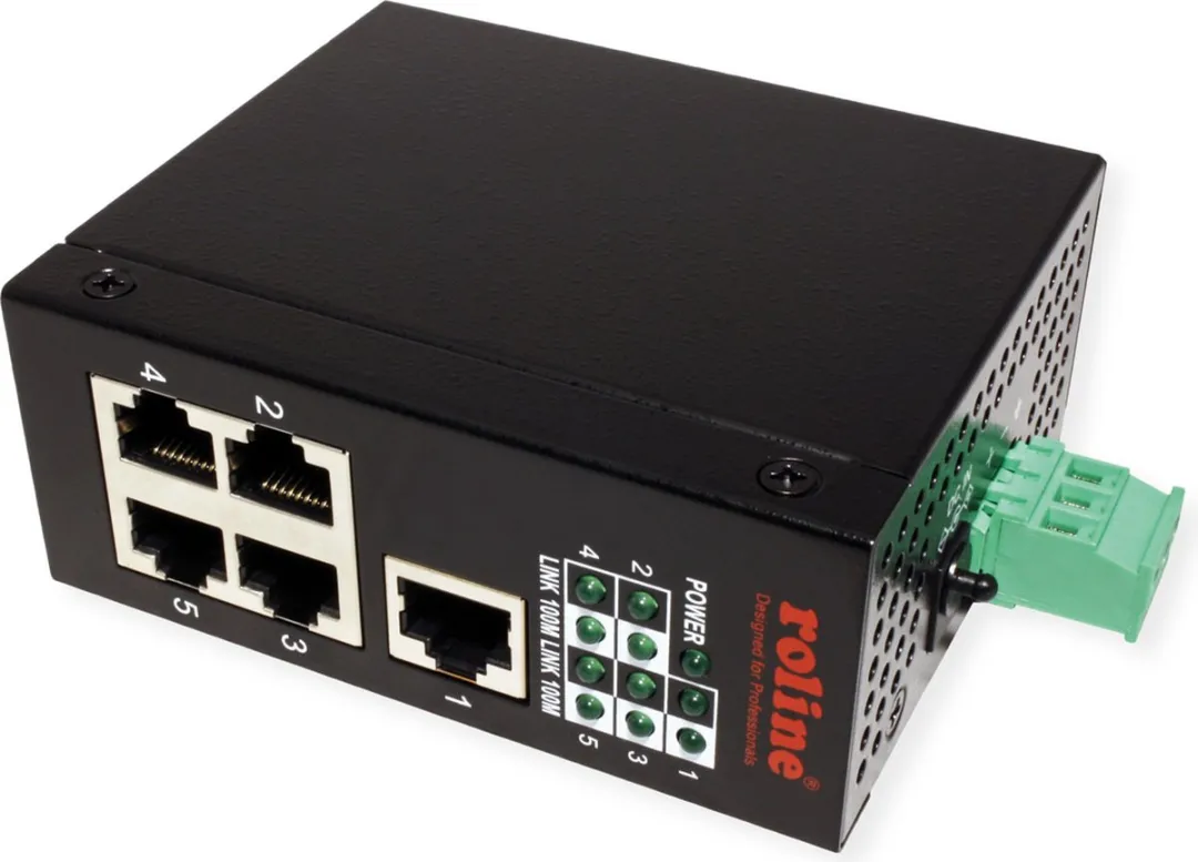 Roline Industrie Switch 5x RJ-45 - Onmanaged - Zwart