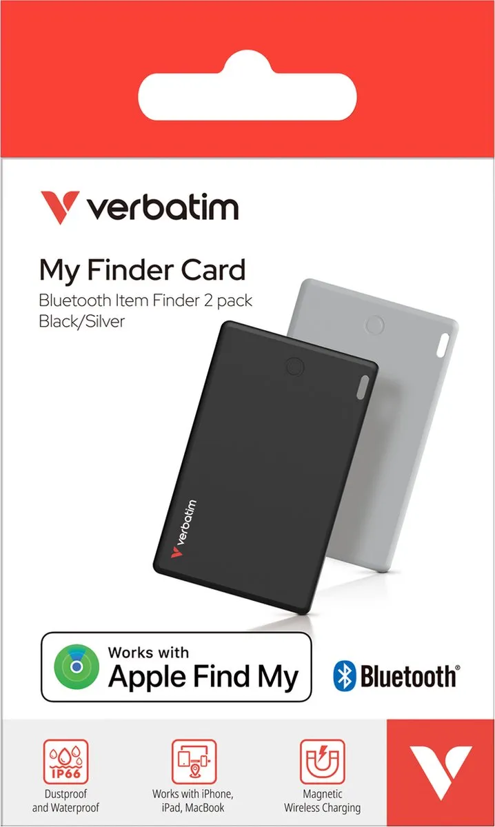 Verbatim My Finder Card Bluetooth Tracker - 2 Stuks Zwart/Zilver - afbeelding 6 van 6