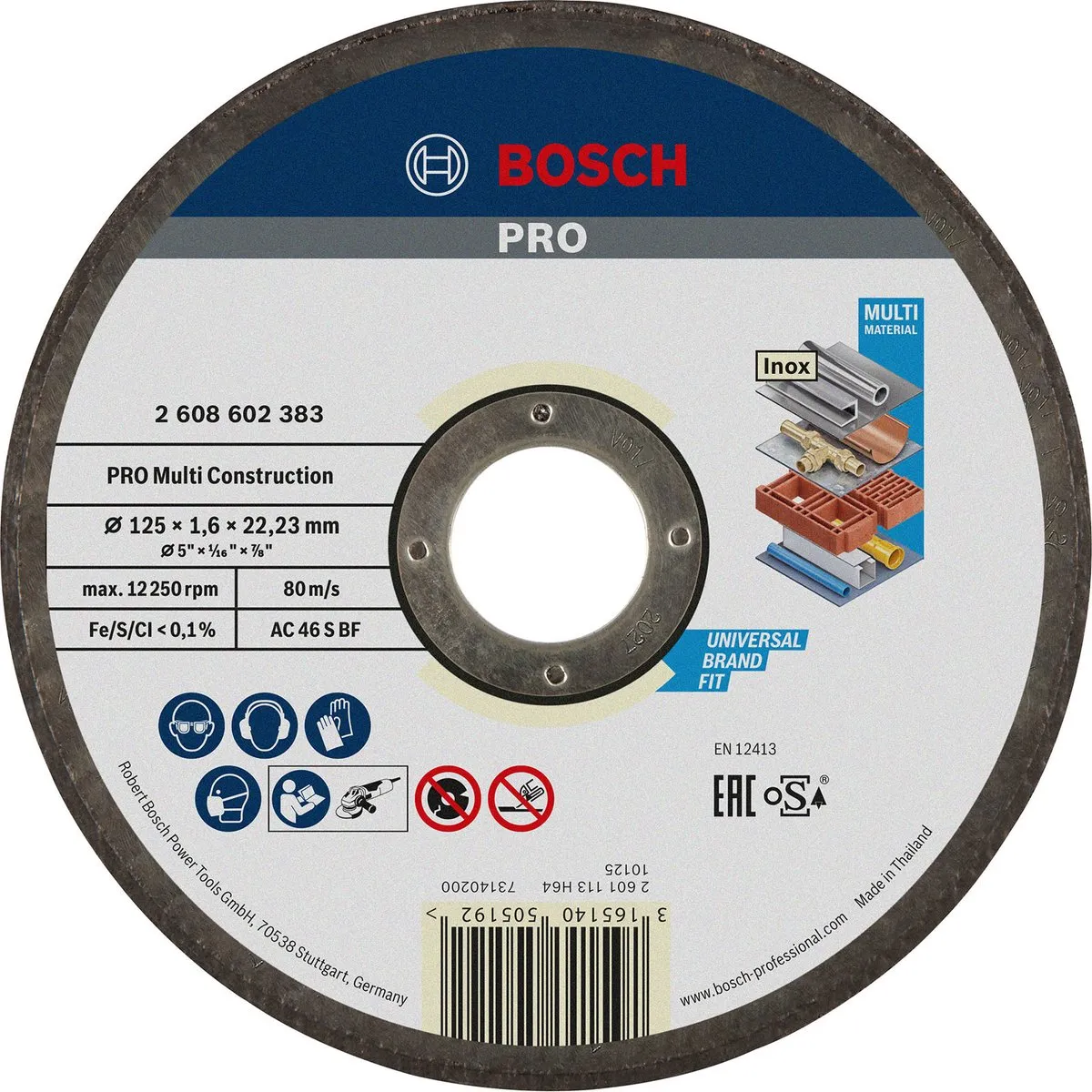 Bosch Rapido Multi Construction ACS 46 V Doorslijpschijf 125mm - 22,23mm
