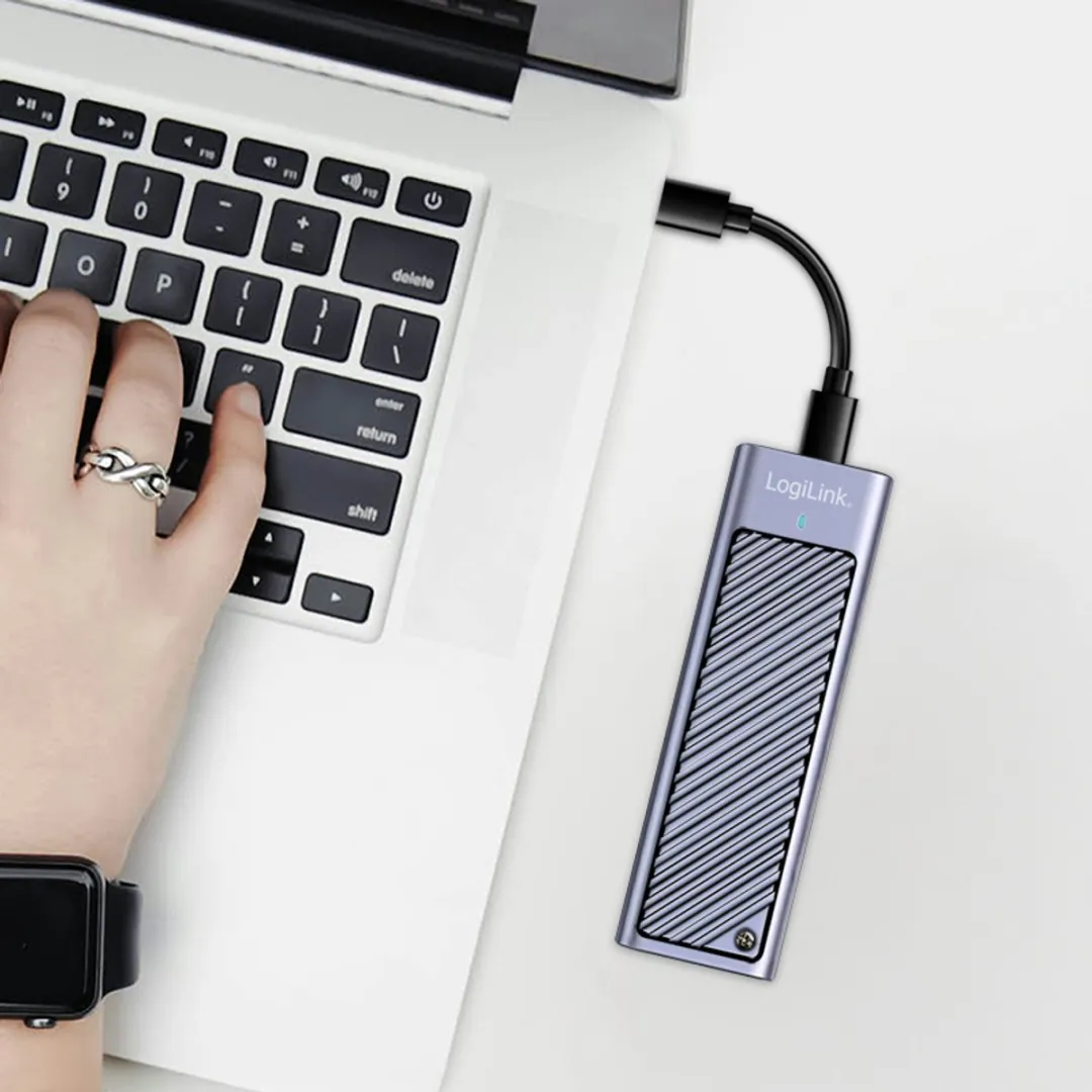 Logilink UA0435 USB 3.2 Gen 2x2 M.2 NVMe/SATA SSD Behuizing - Grijs - afbeelding 6 van 6