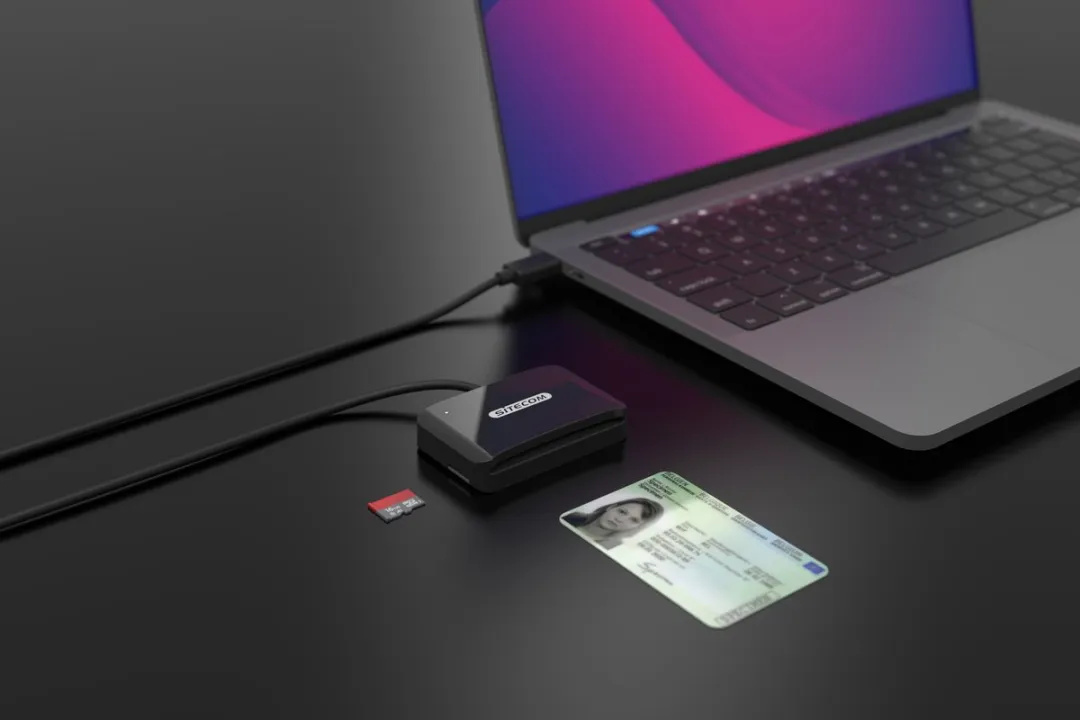 Sitecom MD-1002 USB-C ID Card Reader - Zwart
