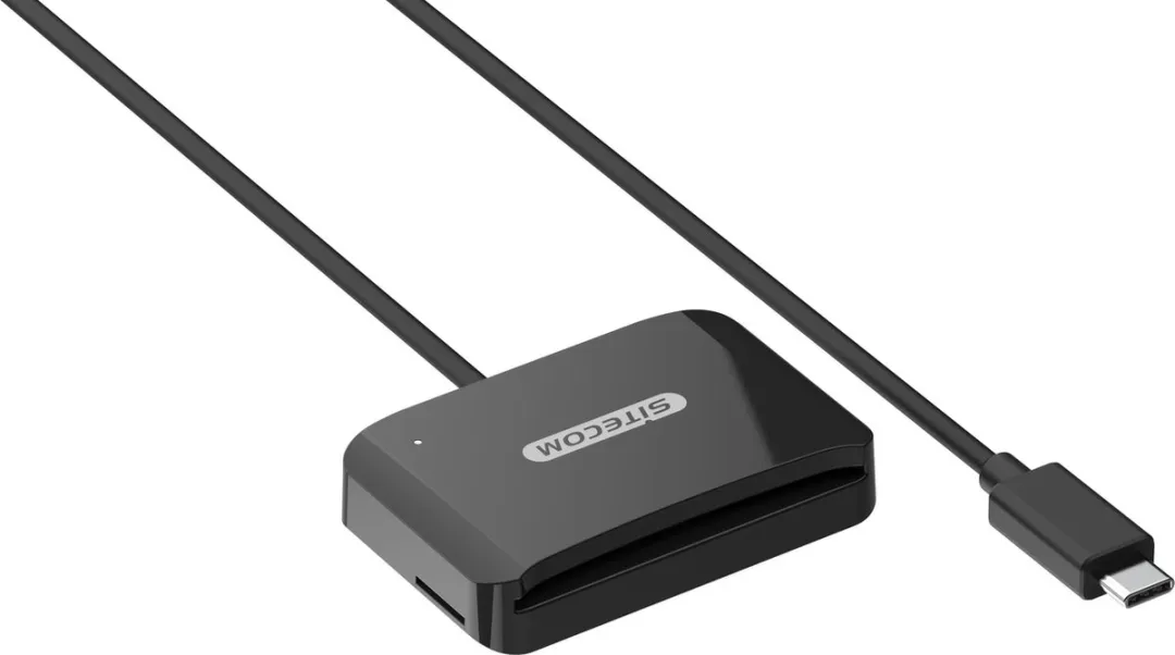 Sitecom MD-1002 USB-C ID Card Reader - Zwart