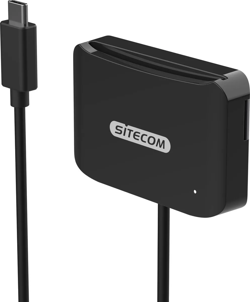 Sitecom MD-1002 USB-C ID Card Reader - Zwart