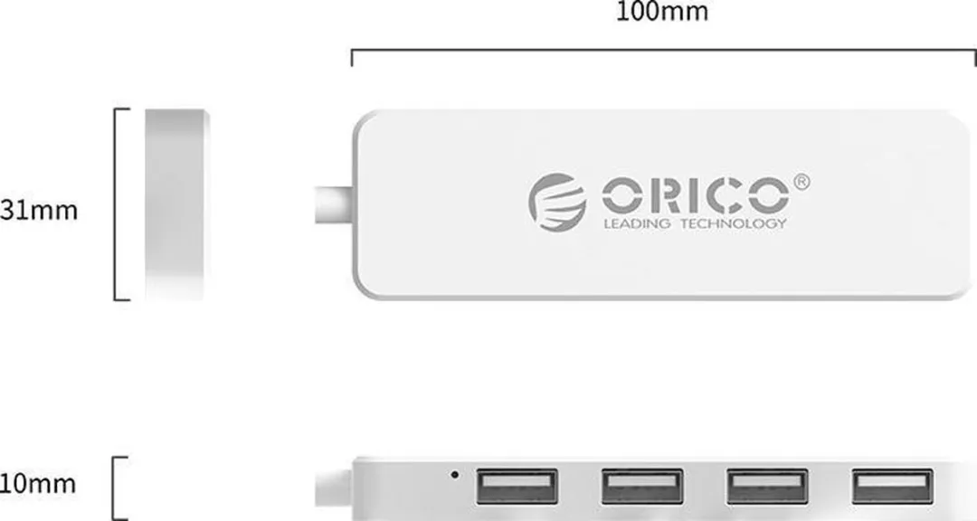 ORICO OTG USB 2.0 Hub 4 Poorten - Wit