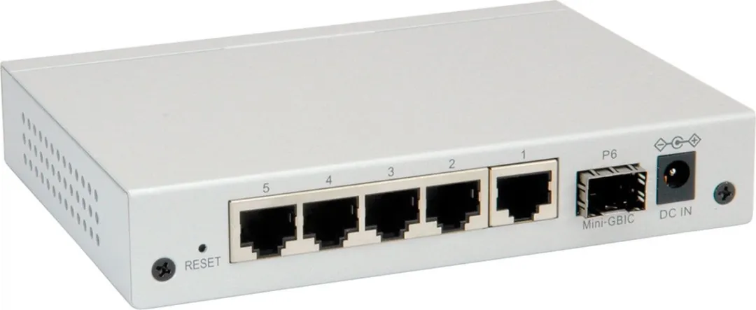 Roline Gigabit Ethernet Switch 6 Poorten - 5x RJ45 + 1x SFP - Grijs