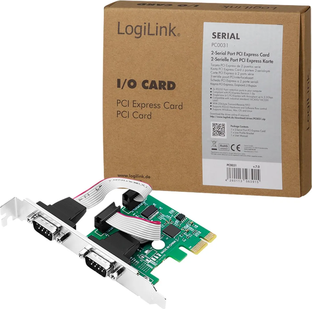 Logilink PC0031 PCIe Interfacekaart 2x Seriële Poort