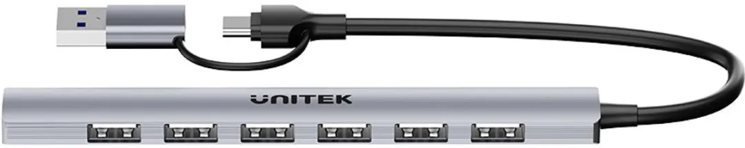 Unitek H1209AGY01 USB-C Hub 7 Poorten - 5000 Mbit/s - Grijs