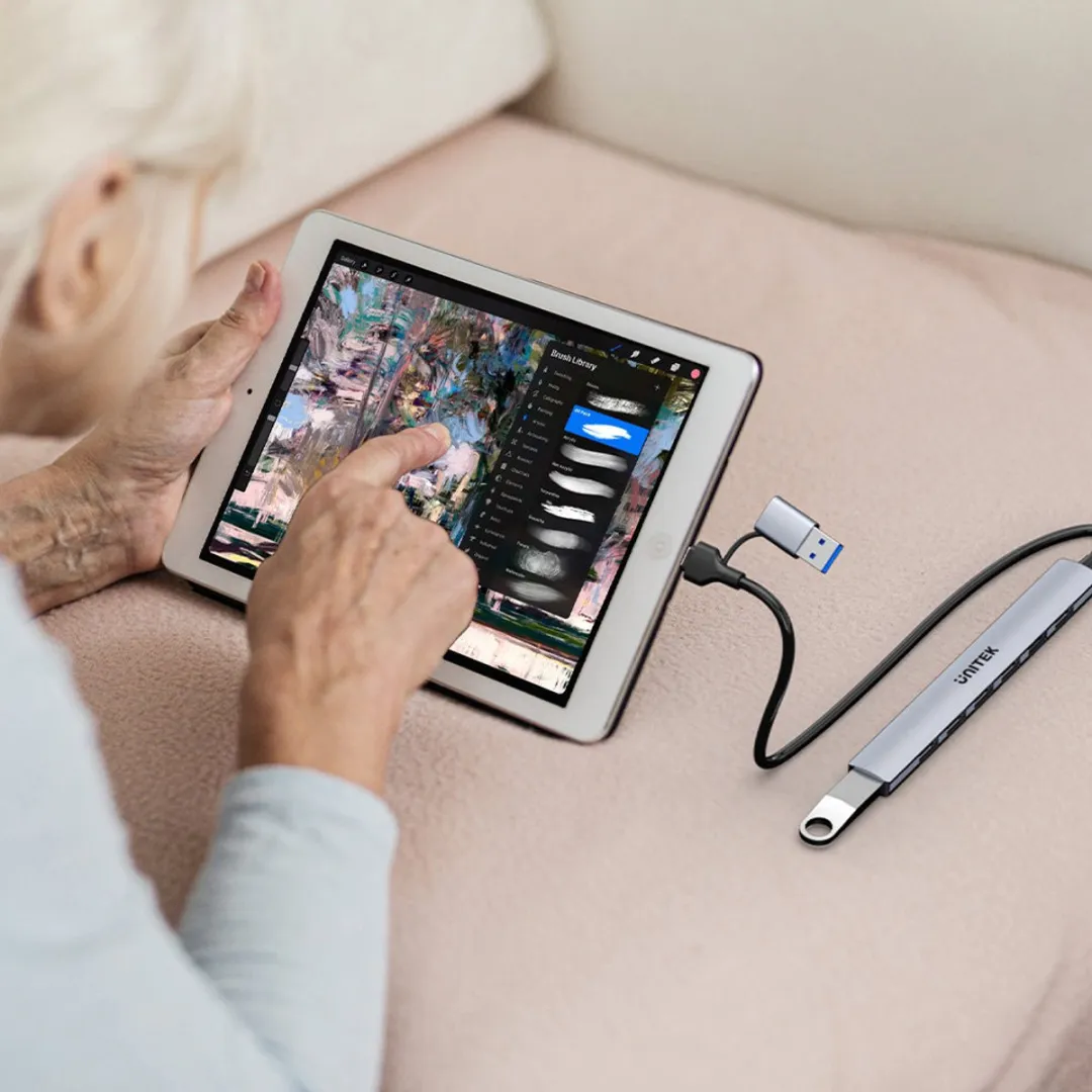 Unitek H1209AGY01 USB-C Hub 7 Poorten - 5000 Mbit/s - Grijs - afbeelding 6 van 6