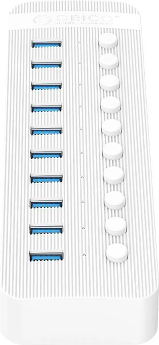 ORICO USB 3.0 Hub 10 Poorten - 48W - Wit - afbeelding 6 van 6