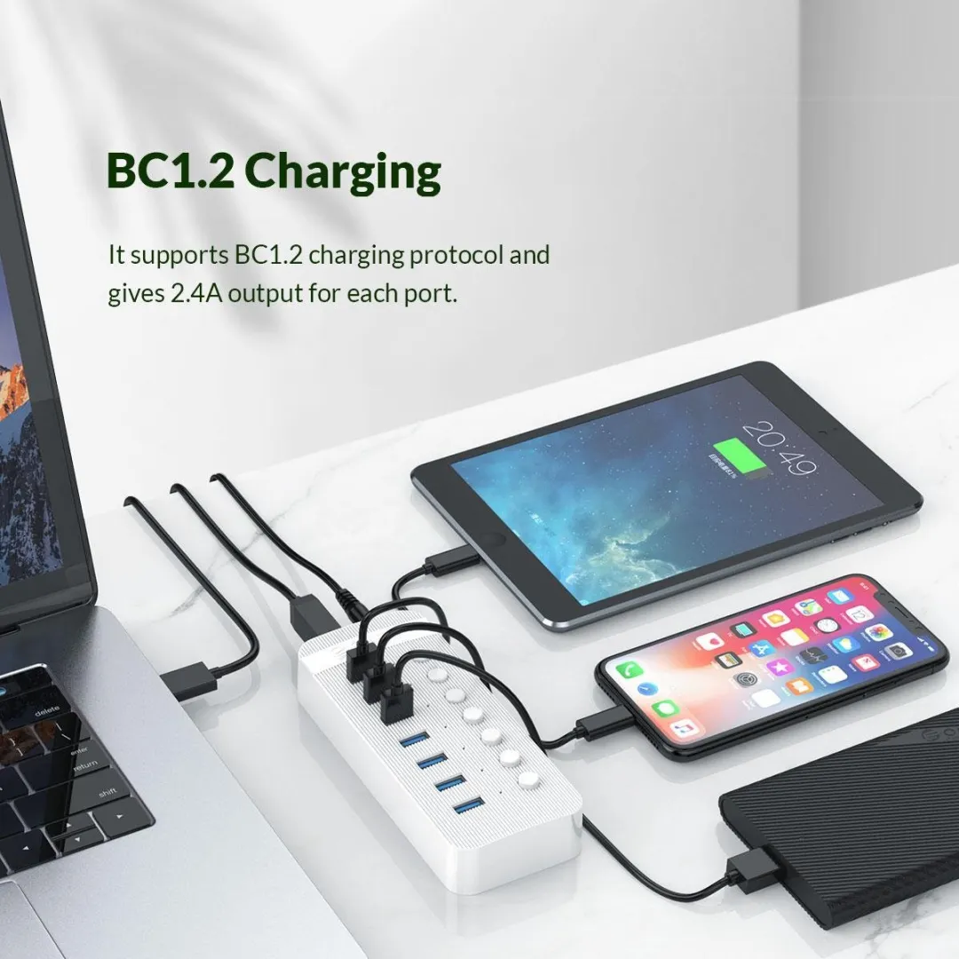 ORICO USB 3.0 Hub 10 Poorten - 48W - Wit