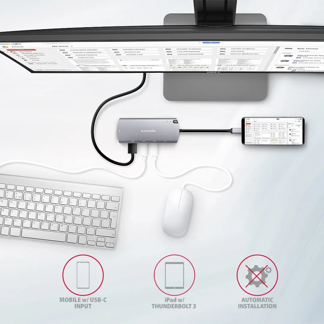 Axagon HMC-6M2 USB-C Hub - Grijs - afbeelding 6 van 6