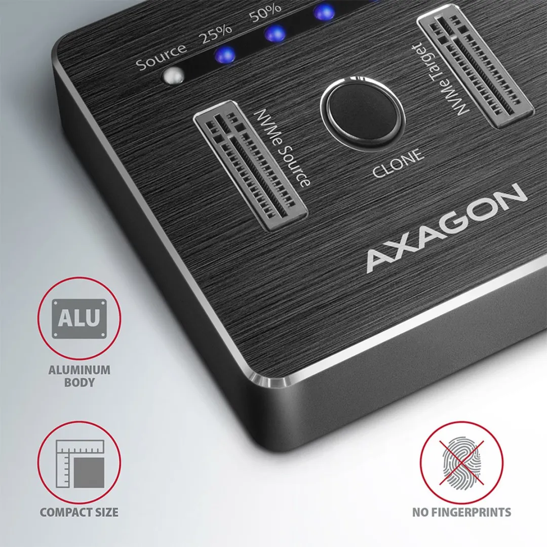 AXAGON ADSA-M2C NVMe Harde schijf-dockingstation Met clone-functie
