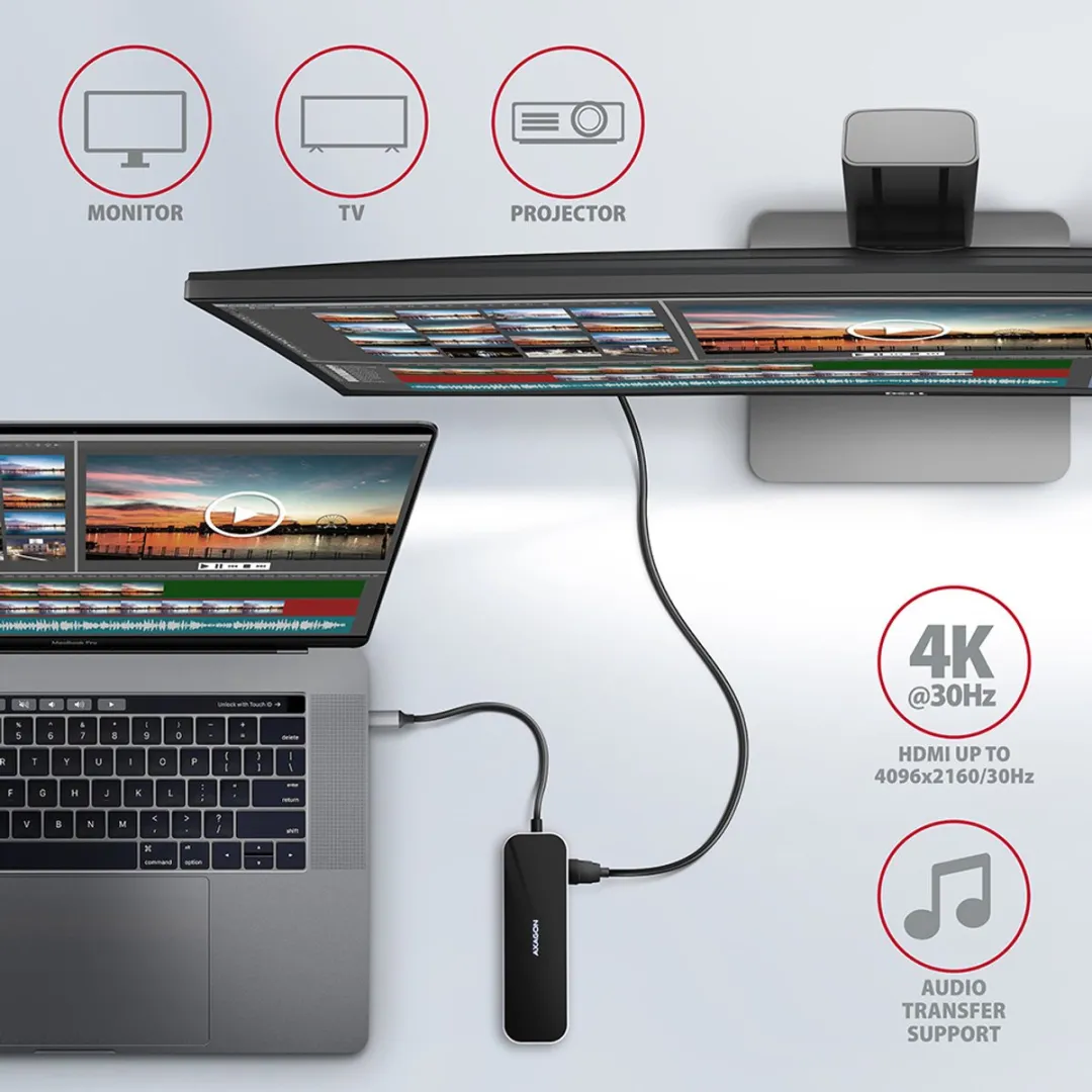 Axagon HMC-6GL Poortreplicator - USB 3.2 Gen 1 - Zwart/Grijs