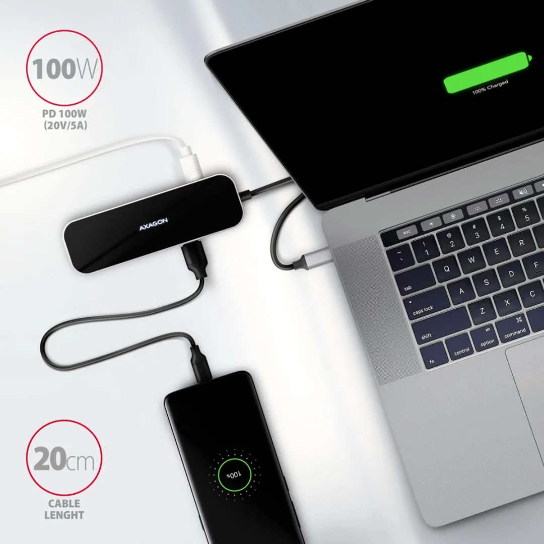 Axagon HMC-6GL Poortreplicator - USB 3.2 Gen 1 - Zwart/Grijs