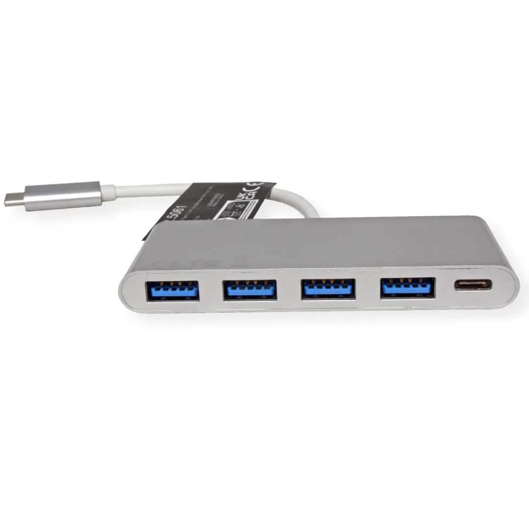 Roline USB 3.2 Gen 1 Hub 4-voudig - Type C met PD-poort - Wit
